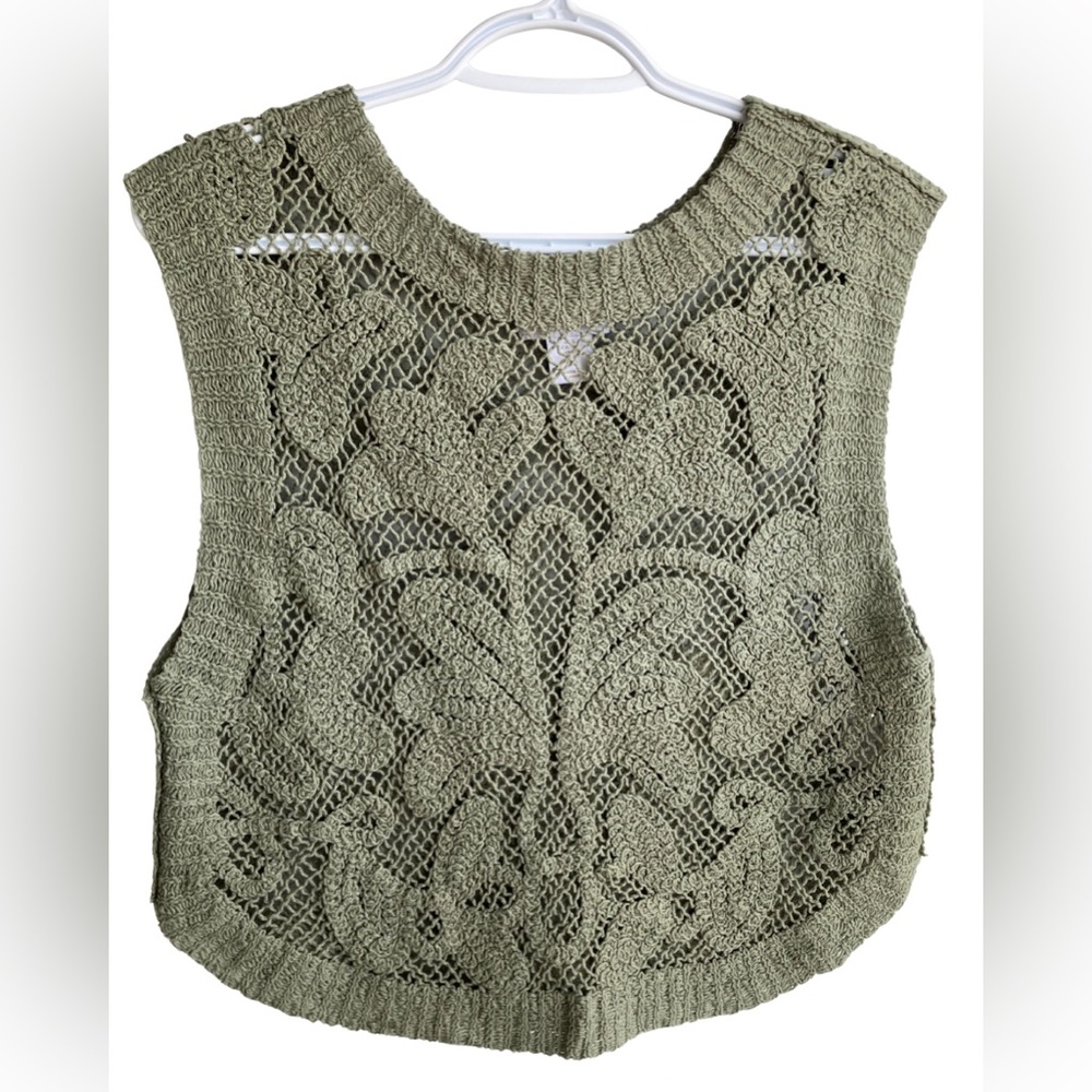 House of Harlow 1960 knit crochet cottagecore fairycore shirt sage green small